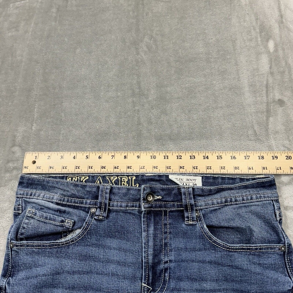 T.K. Axel Jeans Mens 34x30 Blue Slim Bootcut Medium Wash Denim Pockets Logo Work - Picture 3 of 8